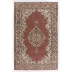 Vintage Hand Knotted Turkish Oushak Rug with Medallion Design