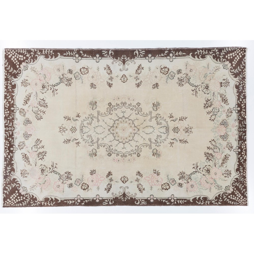 Vintage Handmade Garden Design Anatolian Rug