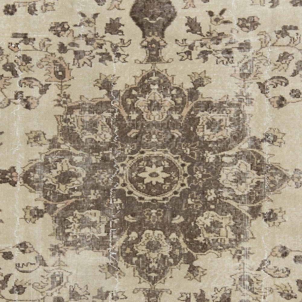 Handmade Vintage Turkish Wool Rug in Beige & Brown with Medallion Design for Rustic, Country & Farmhouse Decor Handmade Vintage Turkish Wool Rug in Beige & Brown with Medallion Design for Rustic, Country & Farmhouse Decor