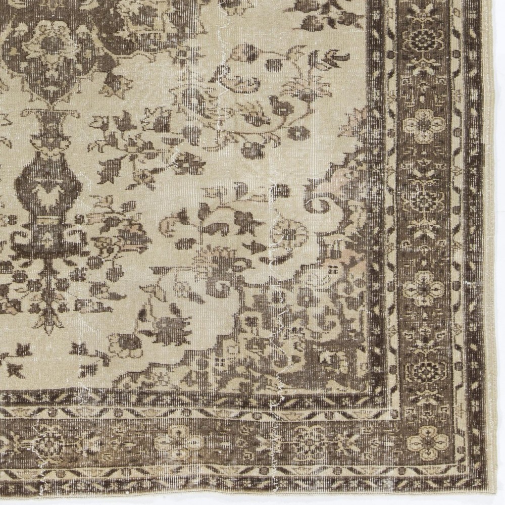 Handmade Vintage Turkish Wool Rug in Beige & Brown with Medallion Design for Rustic, Country & Farmhouse Decor Handmade Vintage Turkish Wool Rug in Beige & Brown with Medallion Design for Rustic, Country & Farmhouse Decor