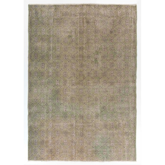 Vintage Floral Design Central Anatolian Rug in Soft Colors. Wool Handmade Carpet