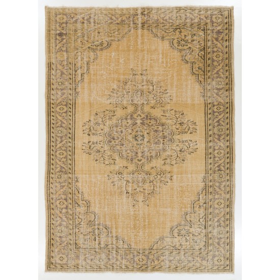 One of a Kind Vintage Hand-knotted Oushak Rug