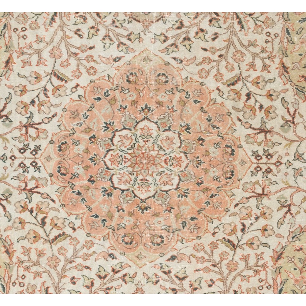 One-of-a-Kind Fine Vintage Handmade Ladik Wool Rug in Soft Colors
