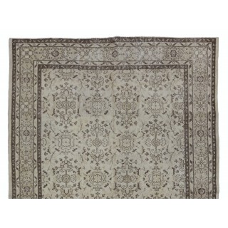 Vintage Handmade Turkish Oushak Rug, Floral Patterned Carpet