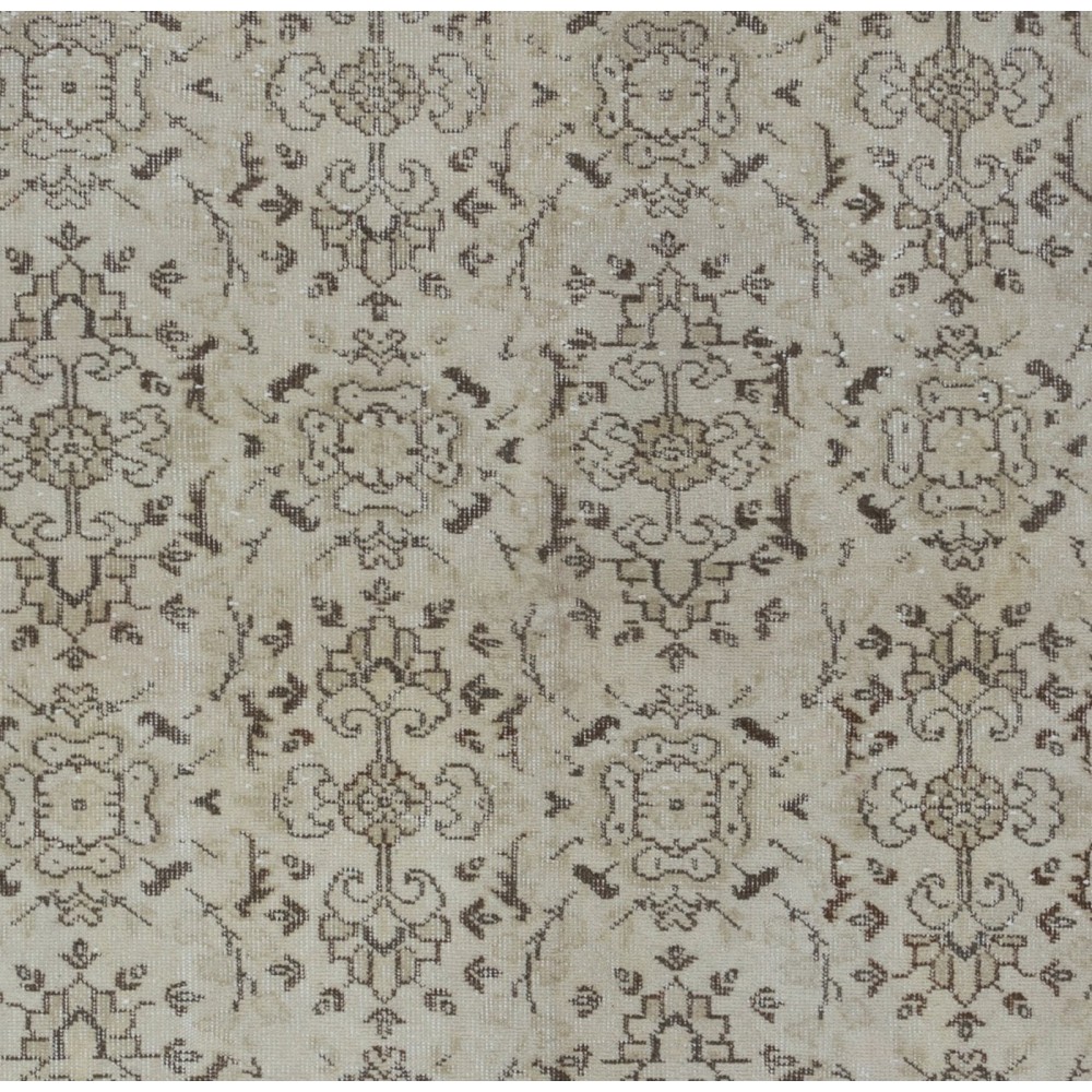 Vintage Handmade Turkish Oushak Rug, Floral Patterned Carpet
