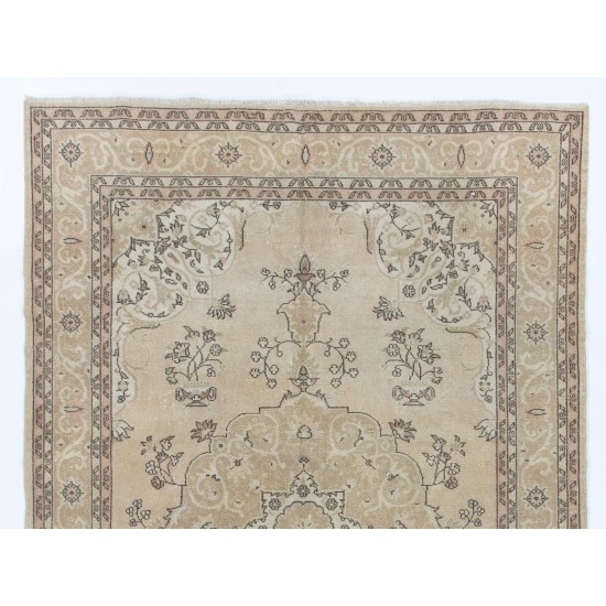 Fine Vintage Anatolian Rug in Neutral Colors, Beige Handmade Carpet