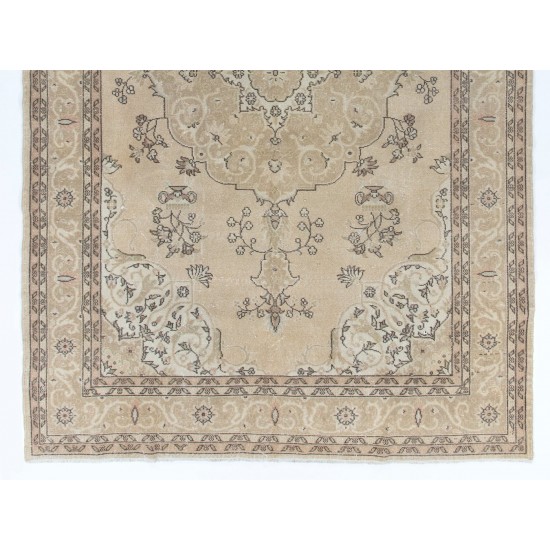 Fine Vintage Anatolian Rug in Neutral Colors, Beige Handmade Carpet