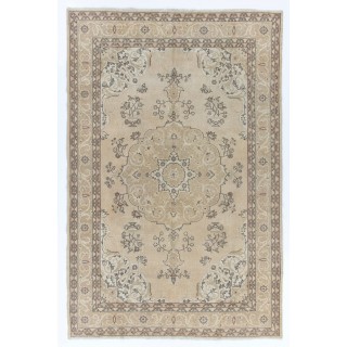 Fine Vintage Anatolian Rug in Neutral Colors, Beige Handmade Carpet for Rustic, Country & Farmhouse Decor