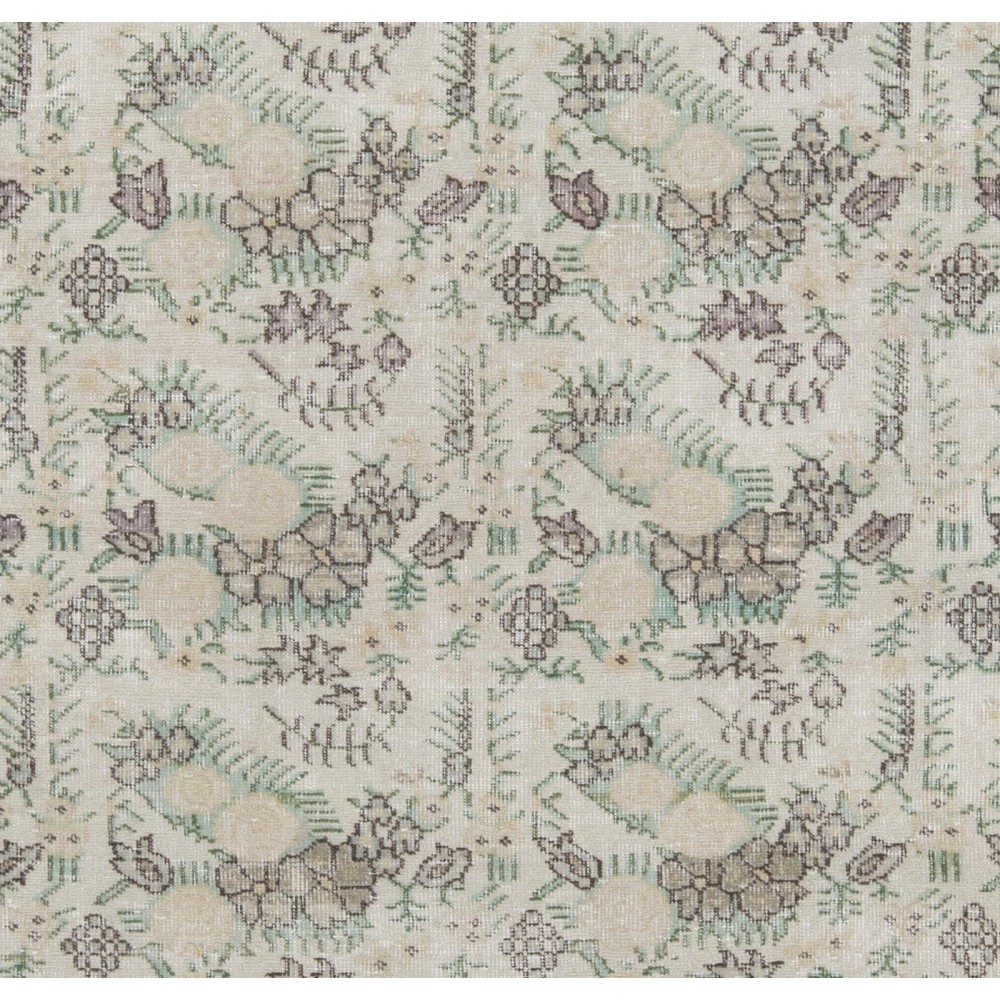 Vintage Floral Patterned Turkish Handmade Rug in Soft Colors