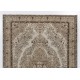 Hand Knotted Vintage Medallion Design Anatolian Rug in Neutral Colors