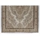 Hand Knotted Vintage Medallion Design Anatolian Rug in Neutral Colors
