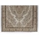 Hand Knotted Vintage Medallion Design Anatolian Rug in Neutral Colors