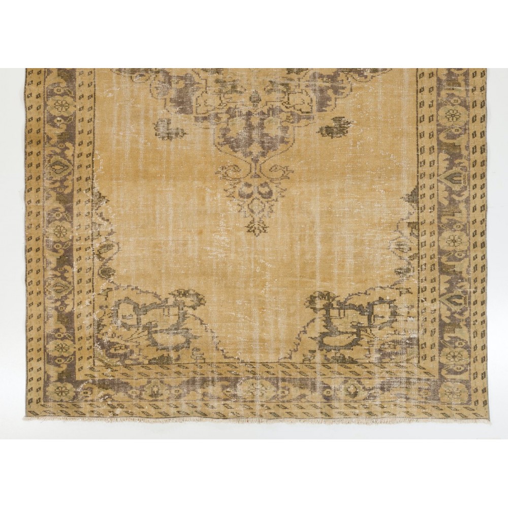 Unique Vintage Hand-knotted Oushak Rug in Soft Colors