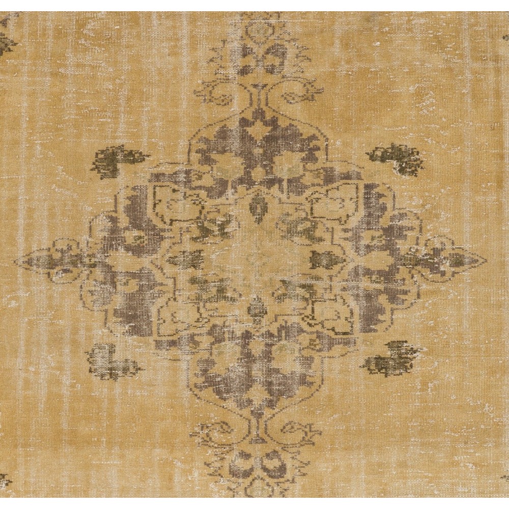 Unique Vintage Hand-knotted Oushak Rug in Soft Colors