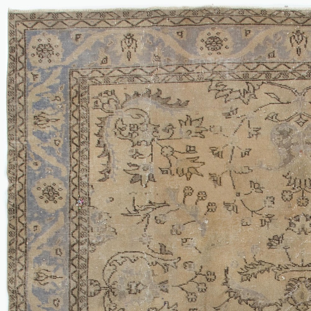 Vintage Hand Knotted Oushak Rug in Soft, Muted Colors