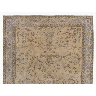 Vintage Handknotted Neutral Color Turkish Wool Area Rug with Floral Design Vintage Handknotted Neutral Color Turkish Wool Area Rug with Floral Design