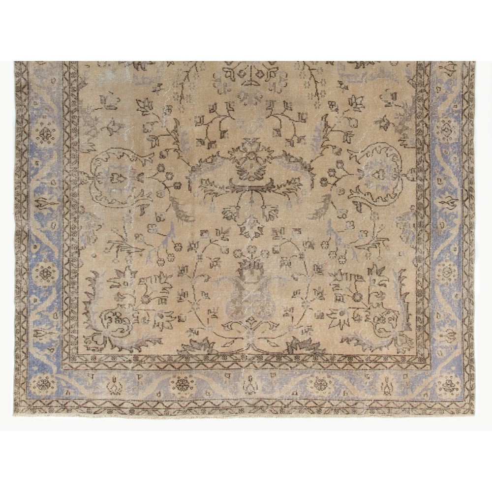 Vintage Handknotted Neutral Color Turkish Wool Area Rug with Floral Design Vintage Handknotted Neutral Color Turkish Wool Area Rug with Floral Design
