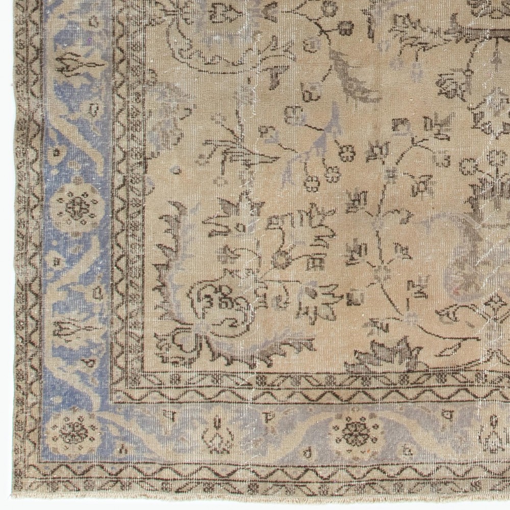 Vintage Hand Knotted Oushak Rug in Soft, Muted Colors