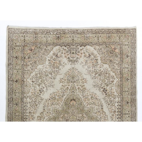 Hand-Knotted Anatolian Rug in Neutral Colors. Vintage Oushak Carpet