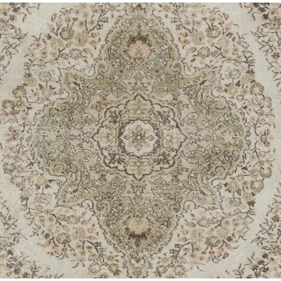 Hand-Knotted Anatolian Rug in Neutral Colors. Vintage Oushak Carpet