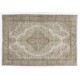 Hand-Knotted Anatolian Rug in Neutral Colors. Vintage Oushak Carpet