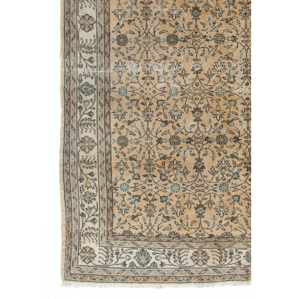 Large Hand-Knotted Vintage Anatolian Wool Area Rug with Floral Design