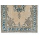 Vintage Handmade Anatolian Turkish Rug in Beige and Blue Colors