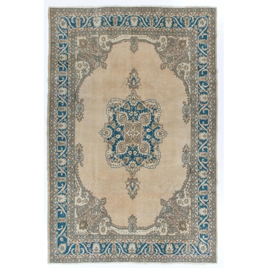 Vintage Central Anatolian Turkish Rug in Beige and Blue Colors