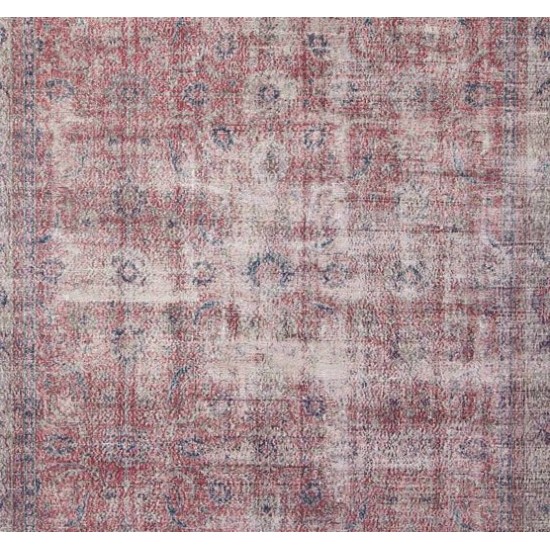 Distressed Vintage Turkish Area Rug. Maroon, Gray, Blue, Beige Colors Distressed Vintage Turkish Area Rug. Maroon, Gray, Blue, Beige Colors