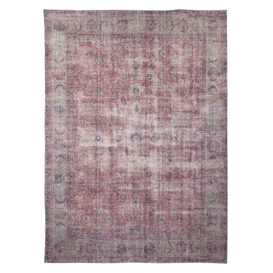 Distressed Vintage Turkish Area Rug. Maroon, Gray, Blue, Beige Colors Distressed Vintage Turkish Area Rug. Maroon, Gray, Blue, Beige Colors
