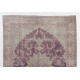 Hand-Knotted Turkish Area Rug. Vintage Oushak Carpet in Soft Colors. Very Good Condition