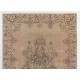 Fine Floral Design Anatolian Rug in Faded Salmon Color Fine Floral Design Anatolian Rug in Faded Salmon Color