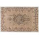 Fine Floral Design Anatolian Rug in Faded Salmon Color Fine Floral Design Anatolian Rug in Faded Salmon Color