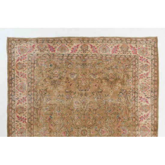 Exquisite Vintage Floral Design Anatolian Rug in Soft Colors