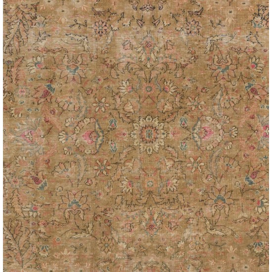 Exquisite Vintage Floral Design Anatolian Rug in Soft Colors