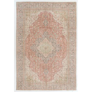 Fine Hand-knotted Turkish Wool Area Rug in Muted Colors for Rustic, Country & Farmhouse Decor
