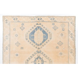 Vintage Hand Knotted Anatolian Rug in Salmon Pink, Cream and Light Blue Colors Vintage Hand Knotted Anatolian Rug in Salmon Pink, Cream and Light Blue Colors