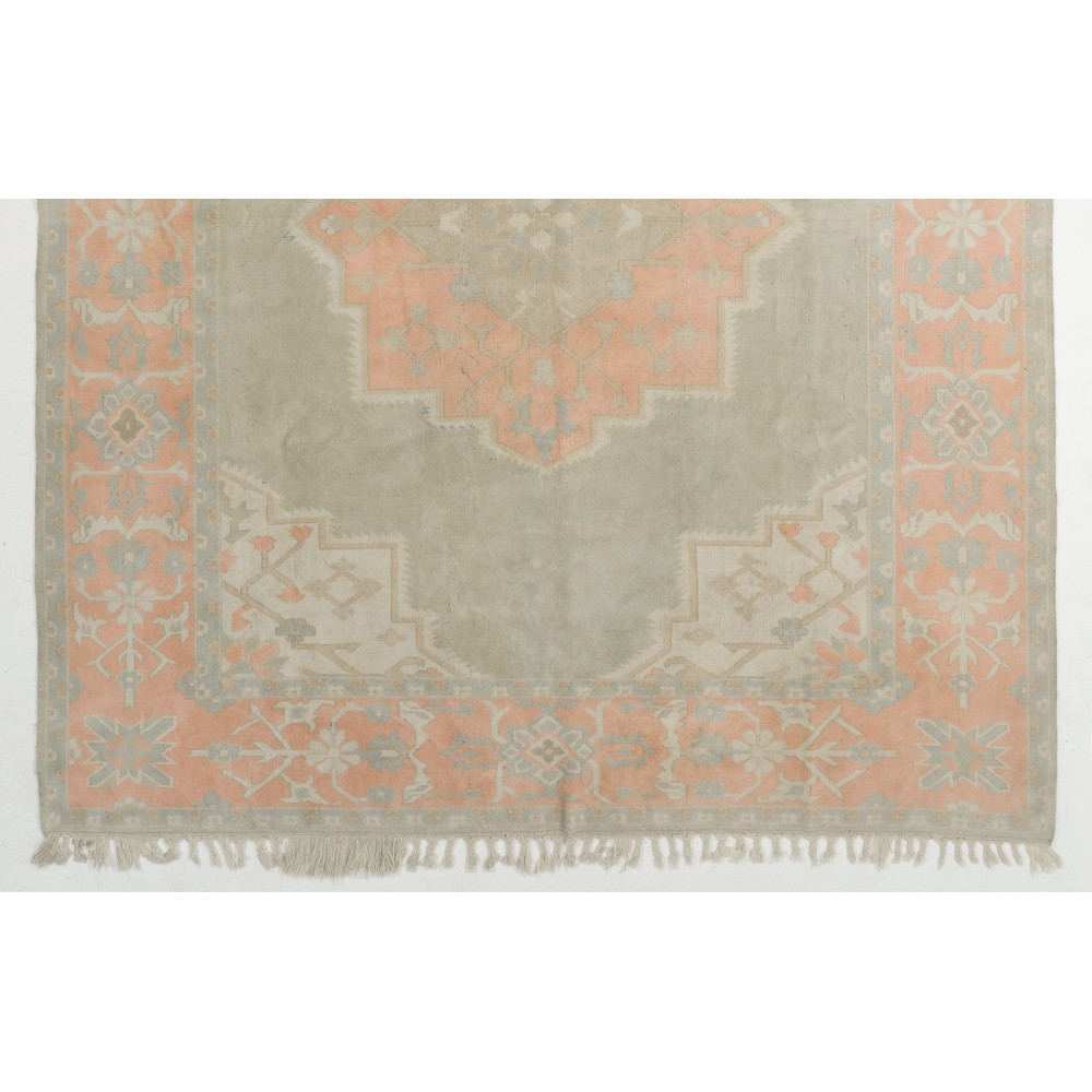 Vintage Handmade Oushak Rug, 100% Wool, Natural Dyes