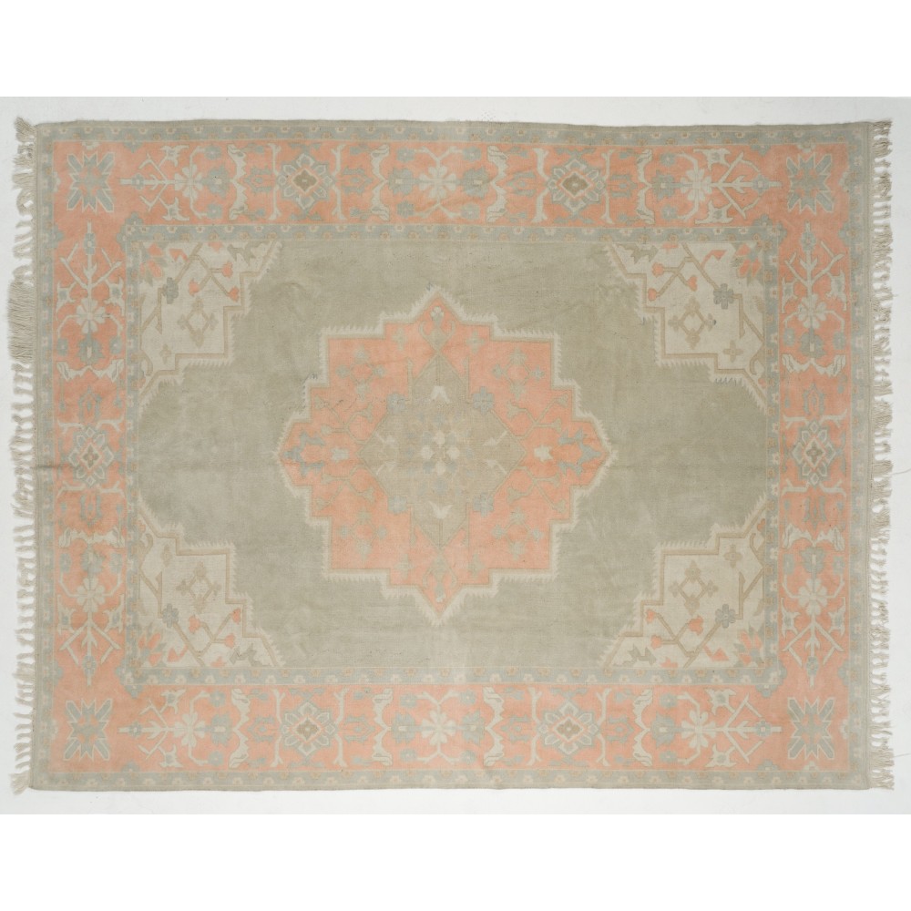 Vintage Handmade Oushak Rug, 100% Wool, Natural Dyes