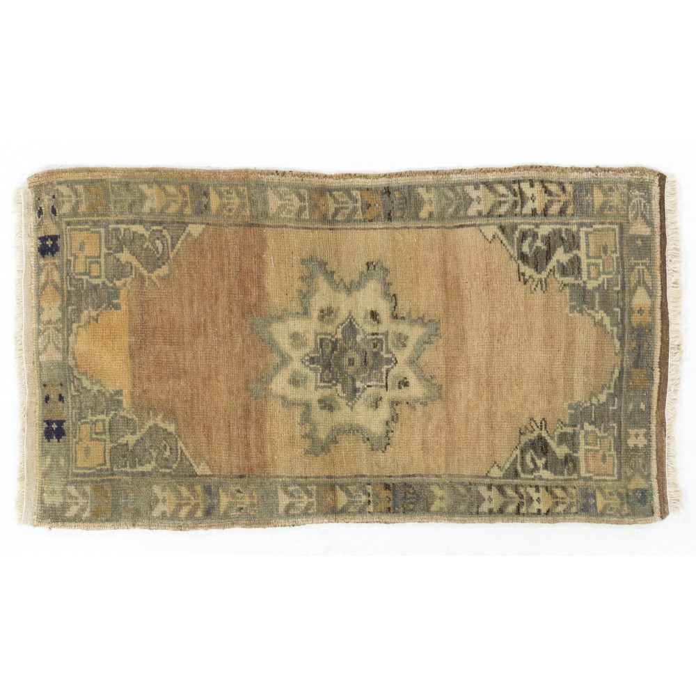 Vintage Handmade Turkish Village Accent Rug (Cushion or Seat Cover, Doormat)