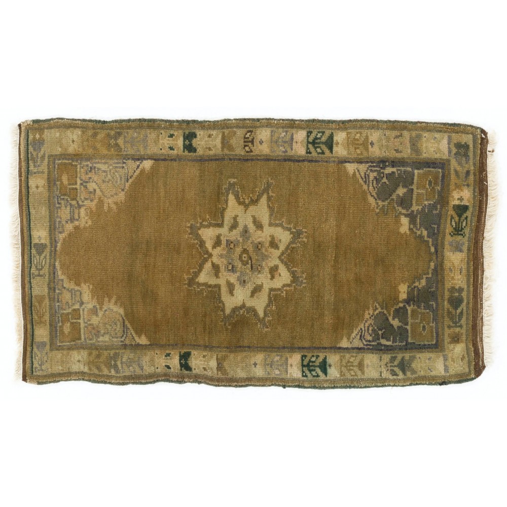 Vintage Handmade Turkish Village Accent Rug (Cushion or Seat Cover, Doormat)