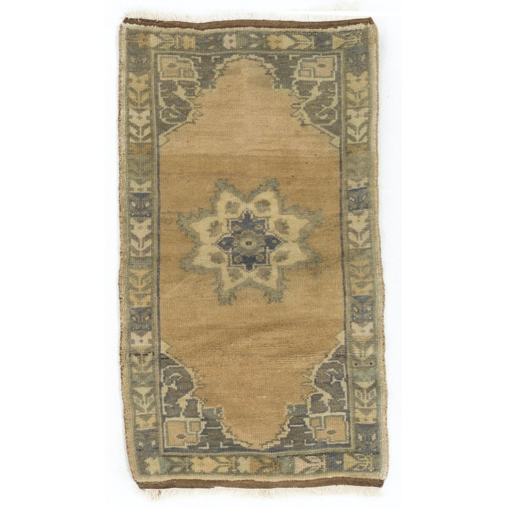 Vintage Handmade Turkish Village Accent Rug (Cushion or Seat Cover, Doormat)