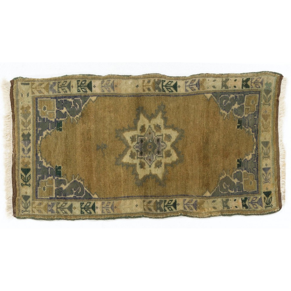 Vintage Handmade Turkish Village Accent Rug (Cushion or Seat Cover, Doormat)
