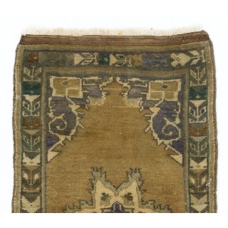 Vintage Turkish Oushak Small Area Rug in Muted Pastel Tones. Handknotted Door Mat, Seat Cover Vintage Turkish Oushak Small Area Rug in Muted Pastel Tones. Handknotted Door Mat, Seat Cover