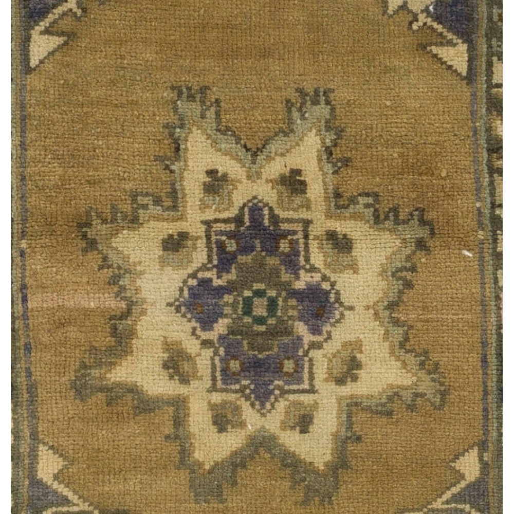Vintage Turkish Oushak Small Area Rug in Muted Pastel Tones. Handknotted Door Mat, Seat Cover