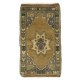 Vintage Turkish Oushak Small Area Rug in Muted Pastel Tones. Handknotted Door Mat, Seat Cover