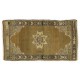 Vintage Turkish Oushak Small Area Rug in Muted Pastel Tones. Handknotted Door Mat, Seat Cover