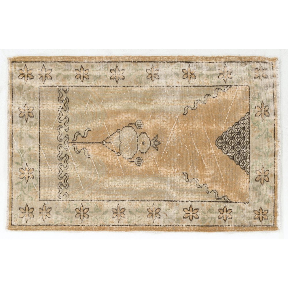 Handmade Turkish Village Accent Rug (Cushion or Seat Cover, Doormat)