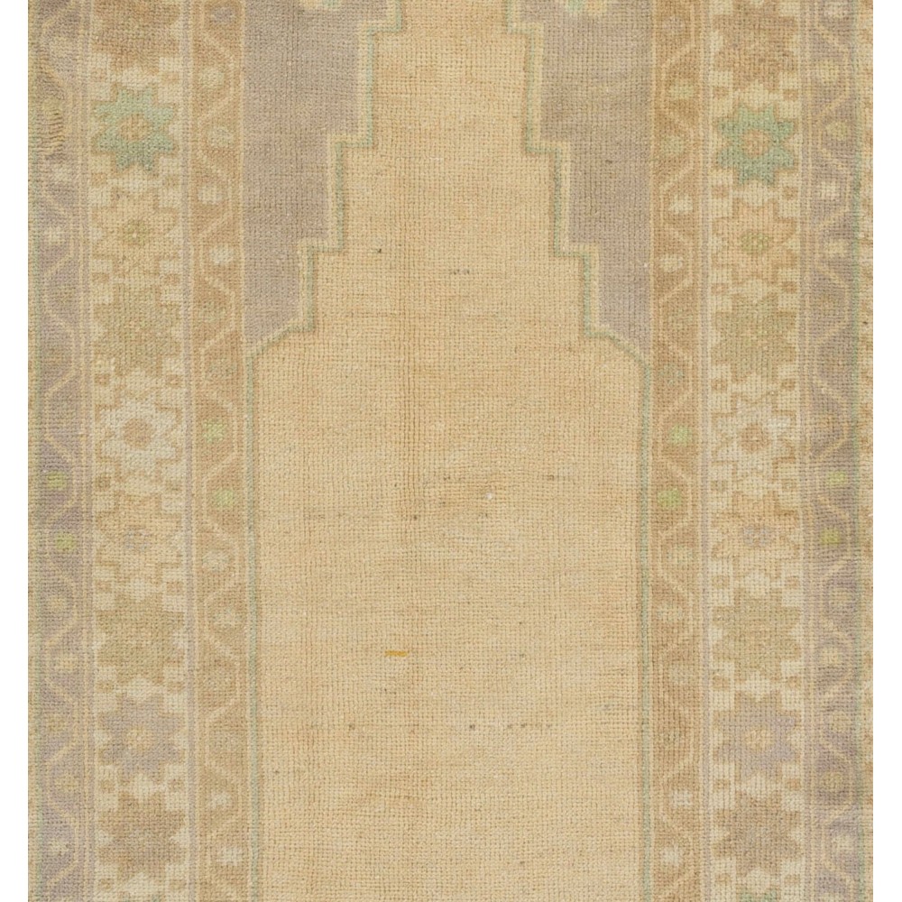 Faded Vintage Handmade Turkish Prayer Rug in Neutral Colors