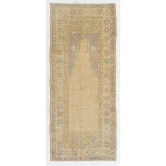 Faded Vintage Prayer Rug. Handmade Central Anatolian Rug in Neutral Colors Faded Vintage Prayer Rug. Handmade Central Anatolian Rug in Neutral Colors